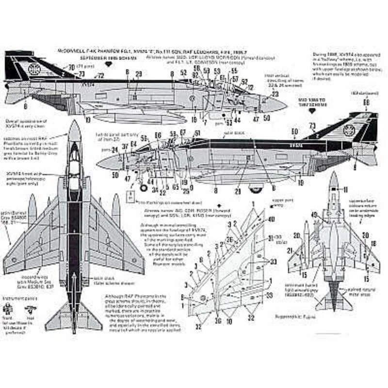 RAF Panavia Tornado F.3. ZE203/BA or ZE208/BT 29 Sqn ZE156/AM or ZE158/AK 229OCU/65Sqn allemand 1987 Phantom FG.1 XV574/Z 111Sqn