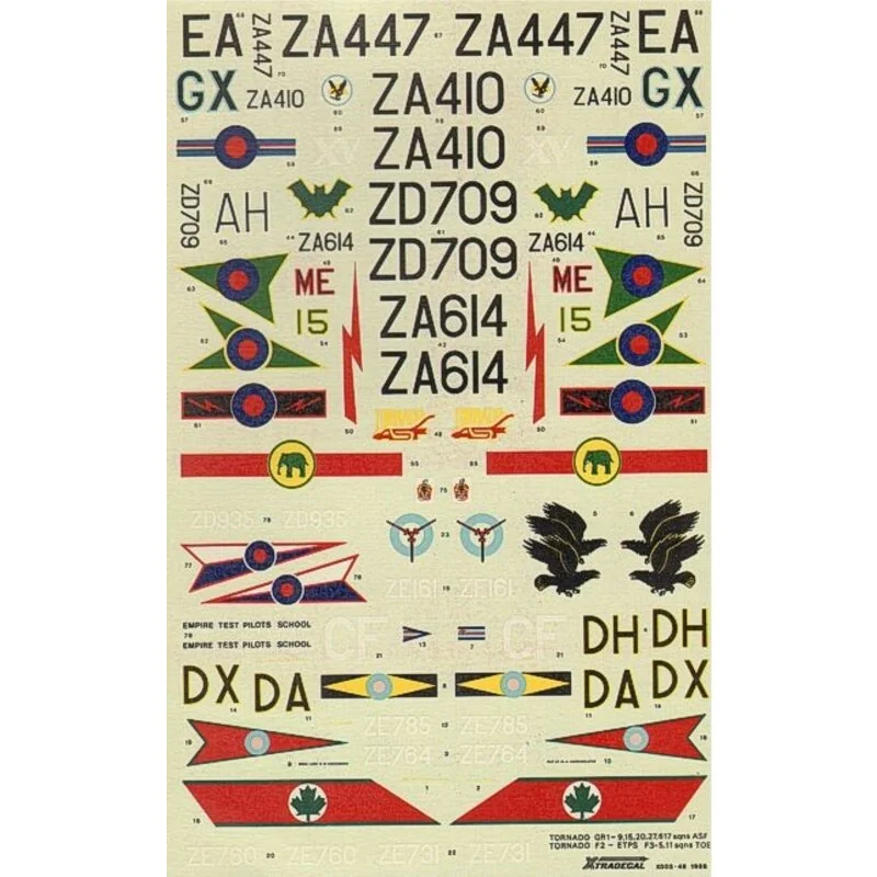 Panavia Tornado GR.1/F2/F3 (12) GR.1 9 Sqn ZD709/AH 15 Sqn ZA447/EA 20 Sqn ZA410/GX 27 Sqn ZA614/15 617 Sqn ZA614/ME TASF ZA614  Panavia Tornado GR.1/F2/F3 (12) GR.1 9 Sqn ZD709/AH 15 Sqn ZA447/EA 20 Sqn ZA410/GX 27 Sqn ZA614/15 617 Sqn ZA614/ME TASF ZA614