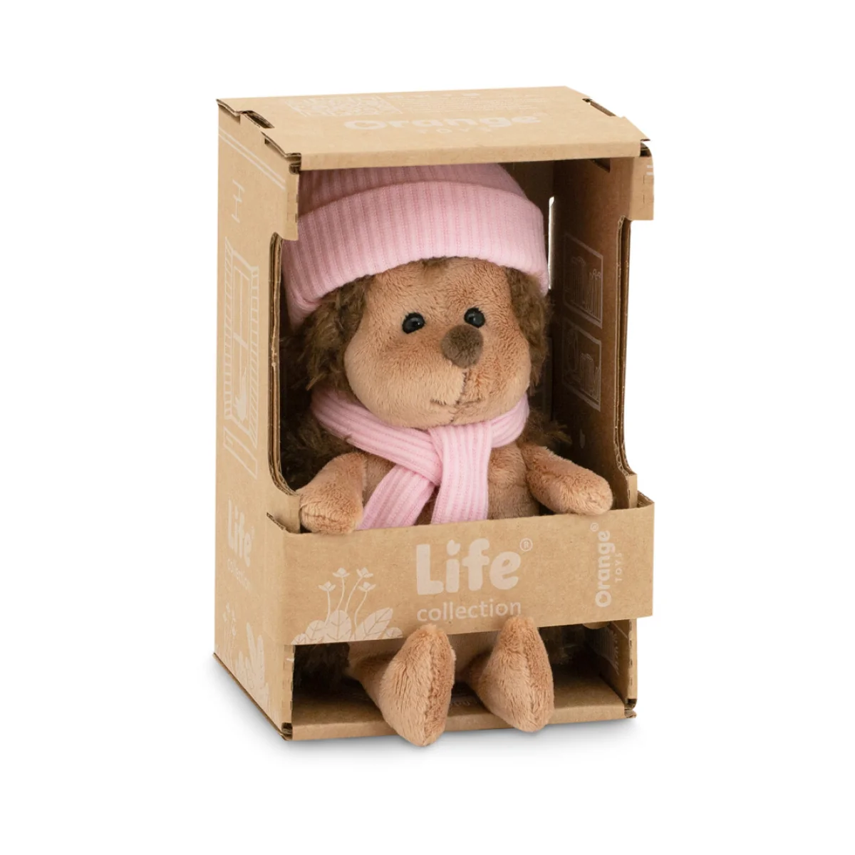 Orange Toys Life S: Igel mit ROSA MÜTZE, flauschig, 15 cm, sitzend, in Geschenkbox 18 x 12 x 10 cm, 0+