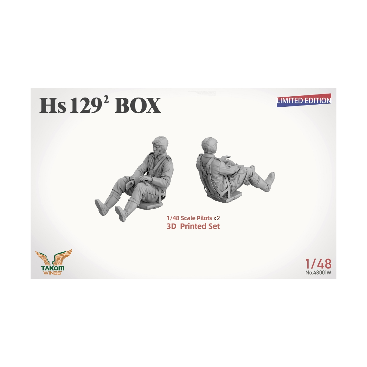 TAKOM MODEL: 1/48; Hs 129² BOX Hs 129 B2+Hs 129 B3+3D Printed Set Figures x 2 + Panther A (Limited edition: 3 kits + 2 figures) 