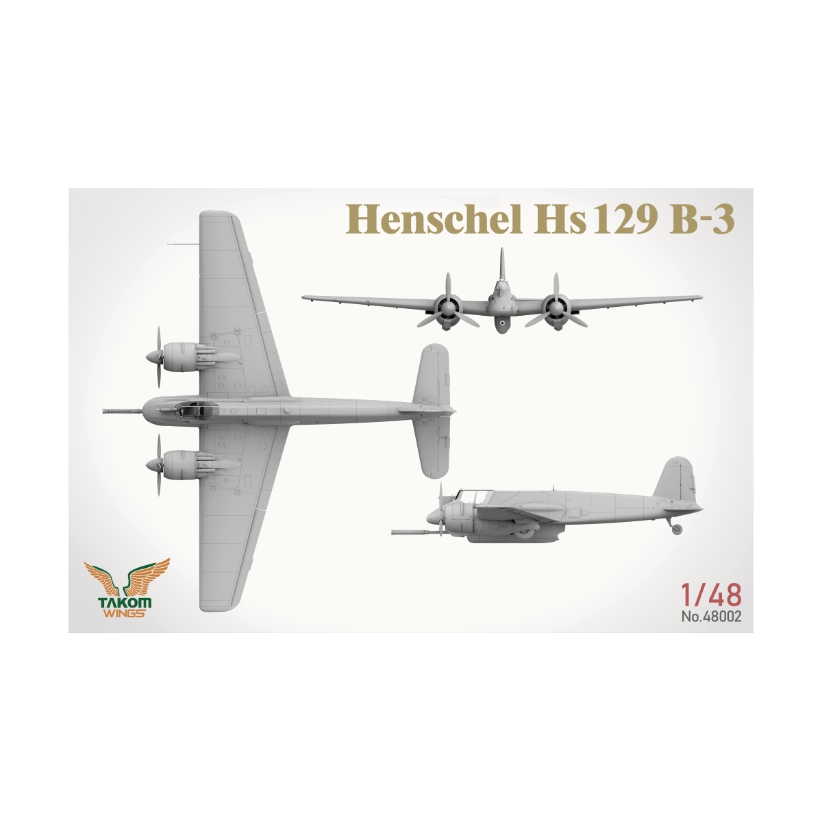 TAKOM MODEL: 1/48; Henschel Hs 129 B-3 w/INTERIOR + BONUS (CLEAR PARTS) Takom