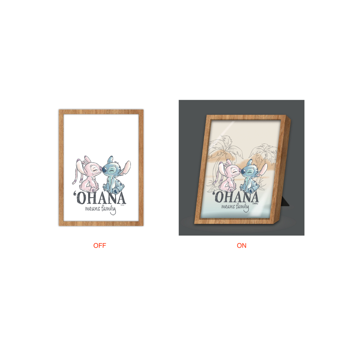 STITCH & ANGEL - Ohana means Family - Light Frame 