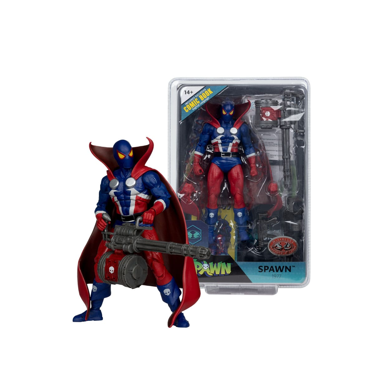 Spawn Page Punchers figurine Spawn 1977 Red and Blue (Chase) Red Platinum Edition 18 cm