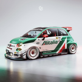 FIAT 595 ABARTH LIBERTY WALK BODY KIT RALLY TRIBUTO 2025 1/18 Miniatur 