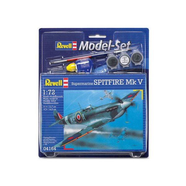 Spitfire Mk.V Model Set - Geschenkbox beinhaltet das Modell, die Farben, ein Pinsel und Kleber Spitfire Mk.V Model Set - Geschenkbox beinhaltet das Modell, die Farben, ein Pinsel und Kleber